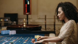 playing in roulette table